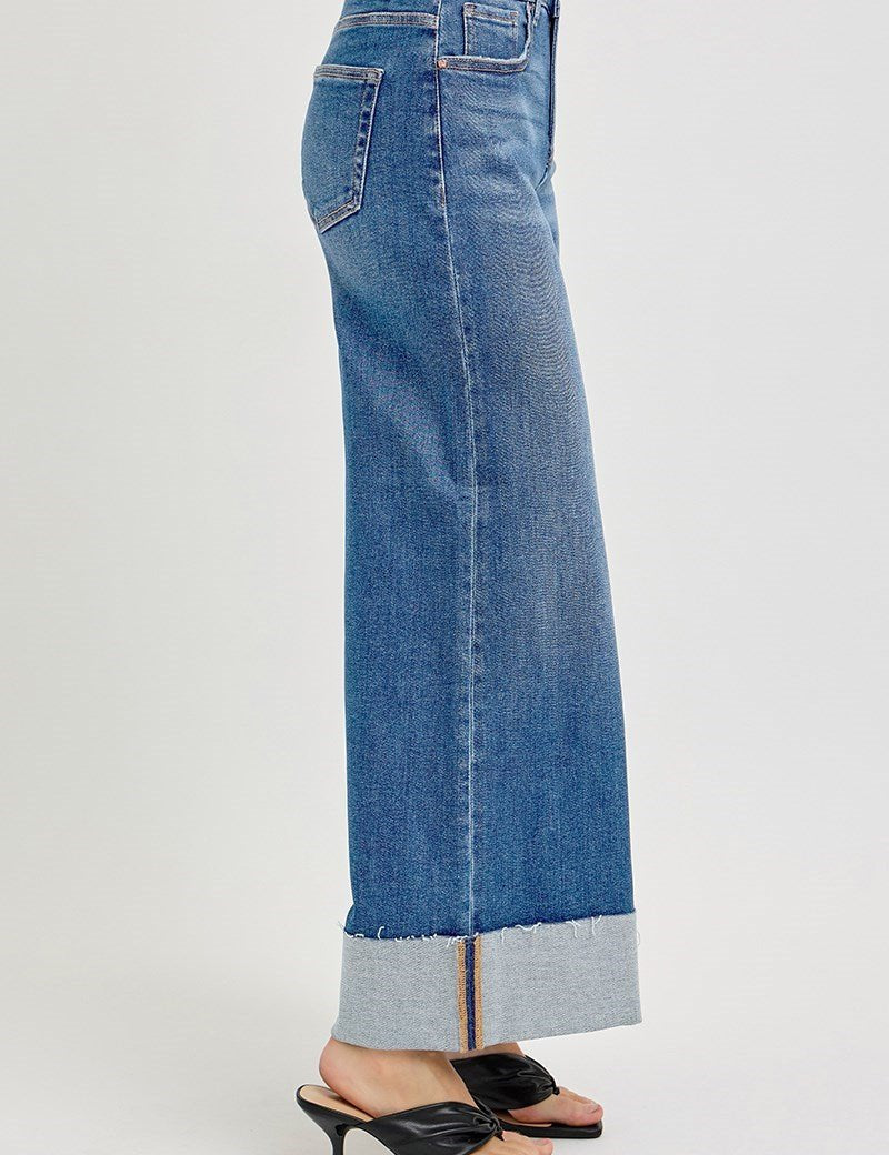 Janie High Rise Crop Wide Cuffed Jeans - MTT Collective