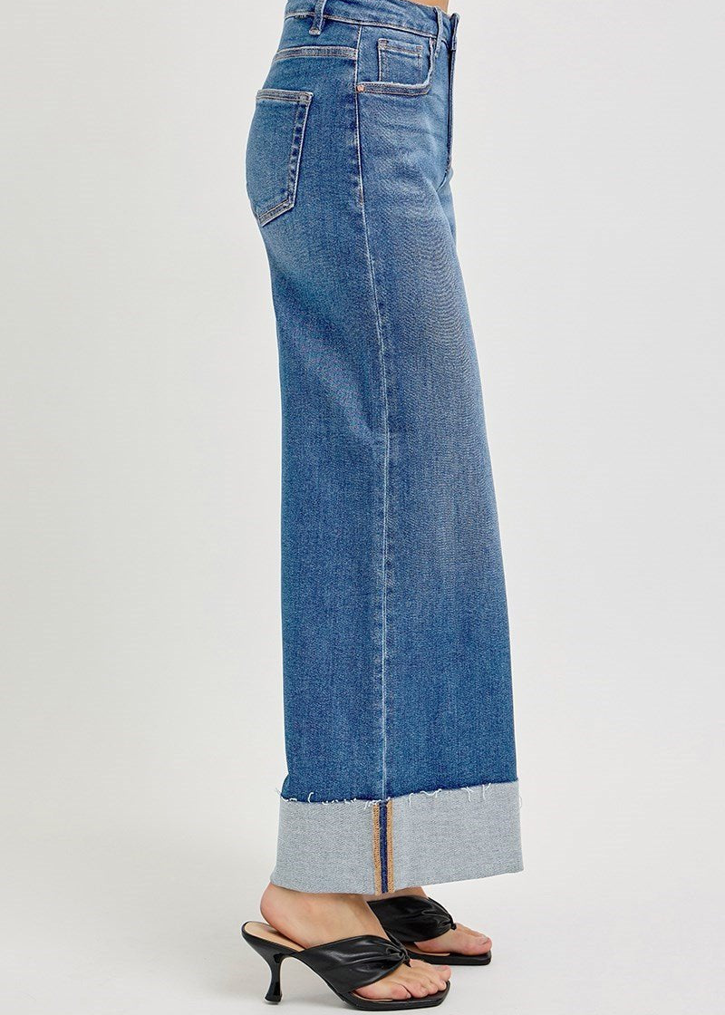 Janie High Rise Crop Wide Cuffed Jeans - MTT Collective