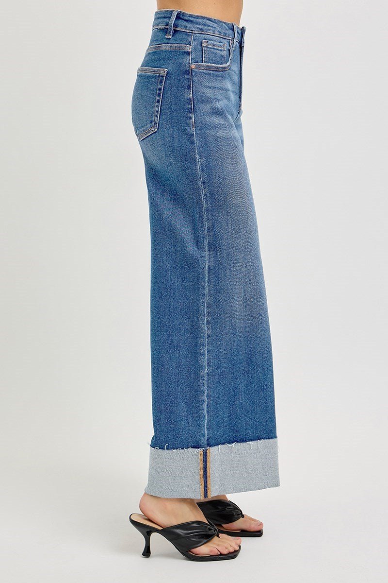 Janie High Rise Crop Wide Cuffed Jeans - MTT Collective