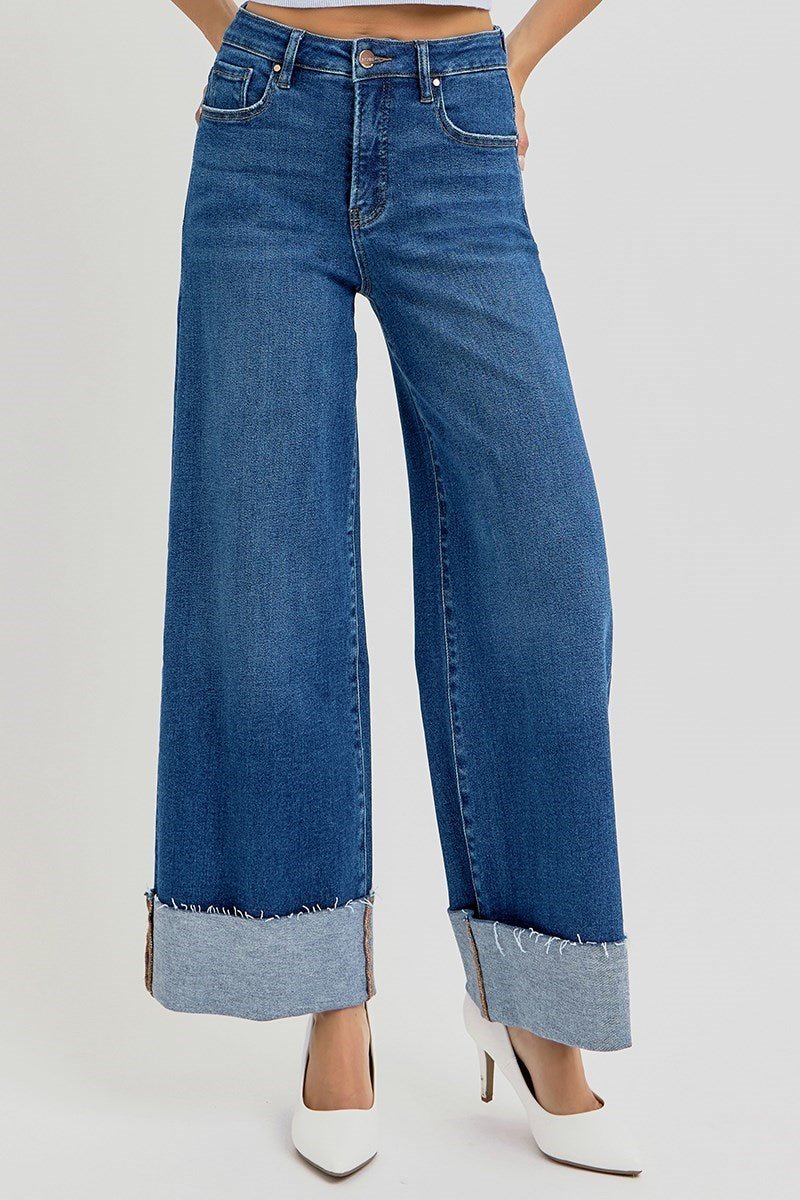 Janie High Rise Crop Wide Cuffed Jeans - MTT Collective