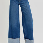 Janie High Rise Crop Wide Cuffed Jeans - MTT Collective