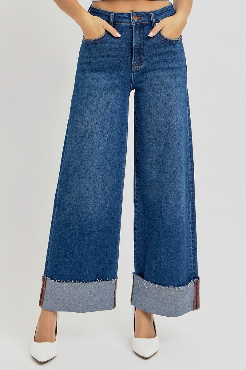 Janie High Rise Crop Wide Cuffed Jeans - MTT Collective