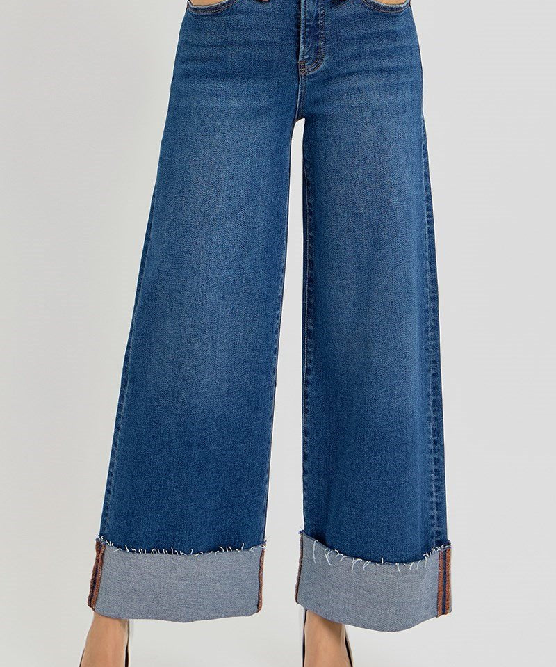 Janie High Rise Crop Wide Cuffed Jeans - MTT Collective