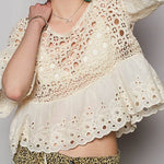 Jaycee Round Floral Eyelet Crochet Top - MTT Collective