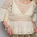 Jaycee Round Floral Eyelet Crochet Top - MTT Collective