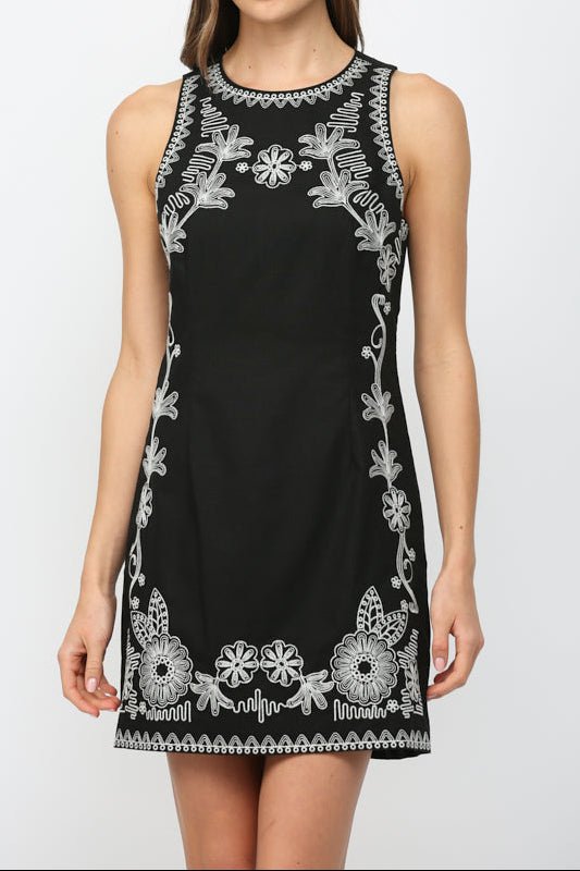 Jayden Embroidered Linen Fitted Dress - MTT Collective