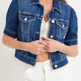 Jessie Puff Short Sleeve Crop Denim Jacket - MTT Collective