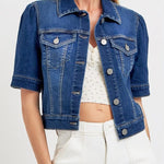 Jessie Puff Short Sleeve Crop Denim Jacket - MTT Collective