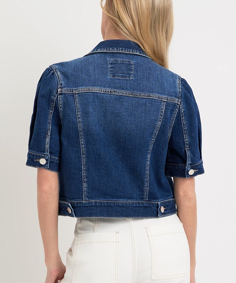 Jessie Puff Short Sleeve Crop Denim Jacket - MTT Collective