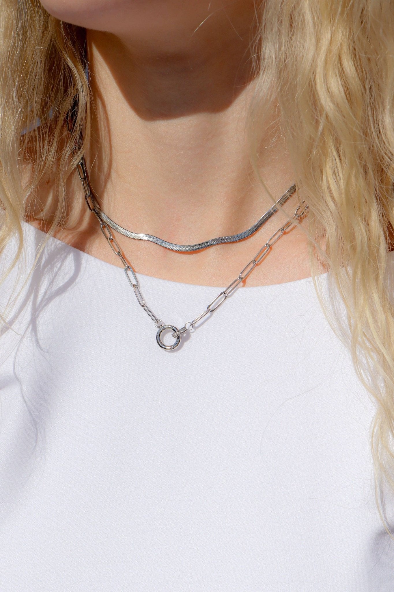 Joanna Paperclip Rhinestone Charm Holder Necklace - MTT Collective