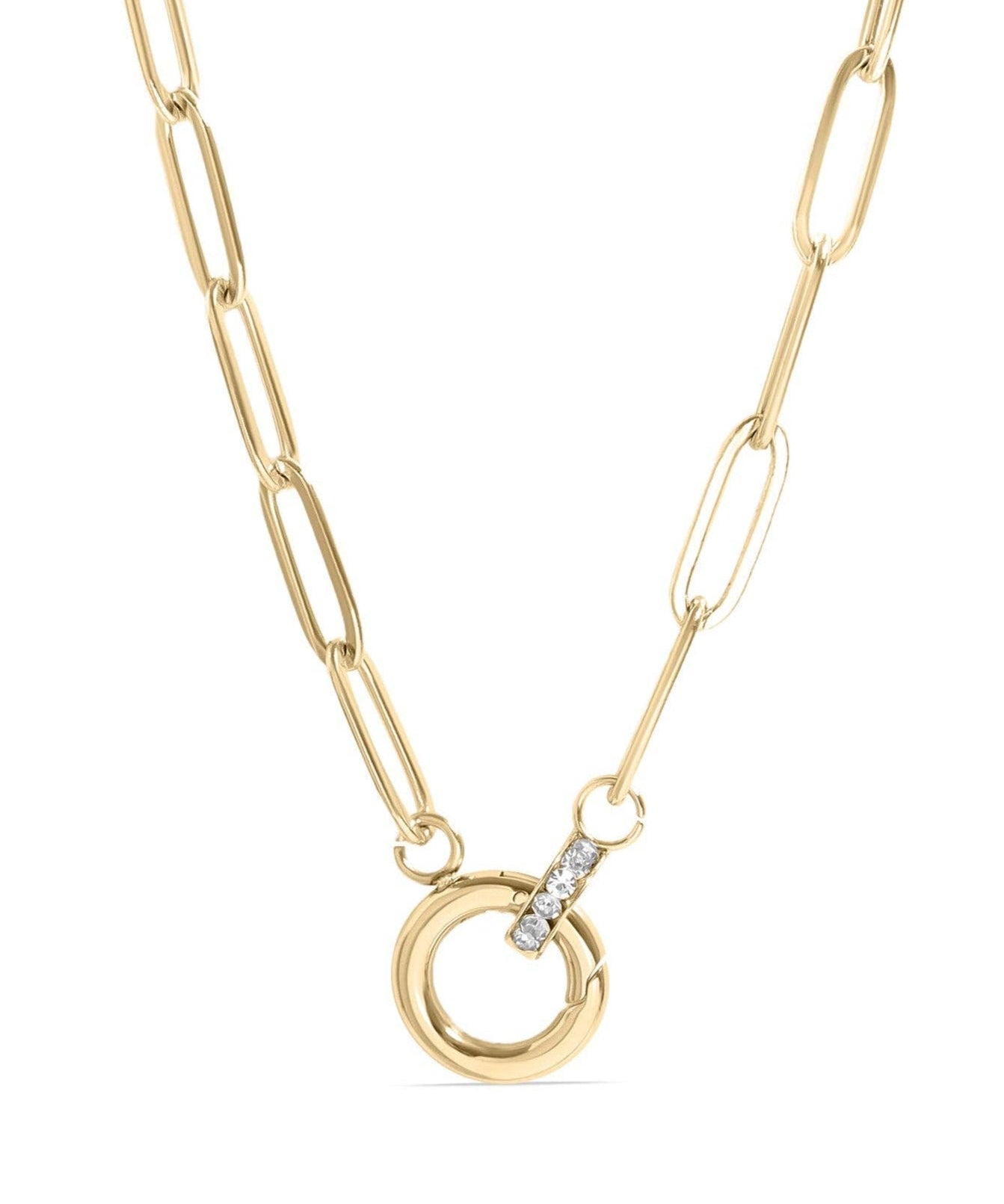 Joanna Paperclip Rhinestone Charm Holder Necklace - MTT Collective