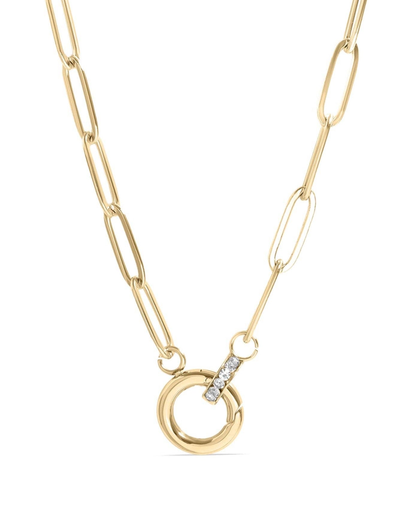 Joanna Paperclip Rhinestone Charm Holder Necklace - MTT Collective