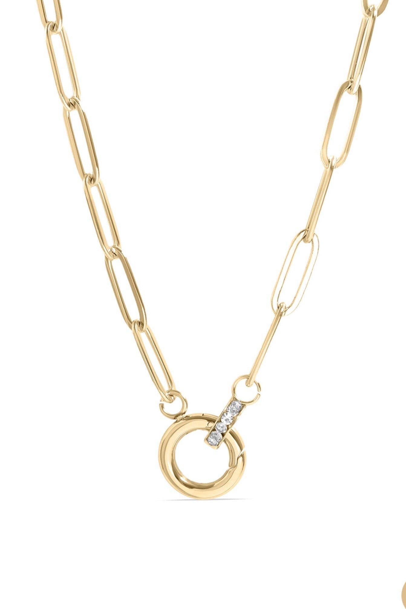 Joanna Paperclip Rhinestone Charm Holder Necklace - MTT Collective