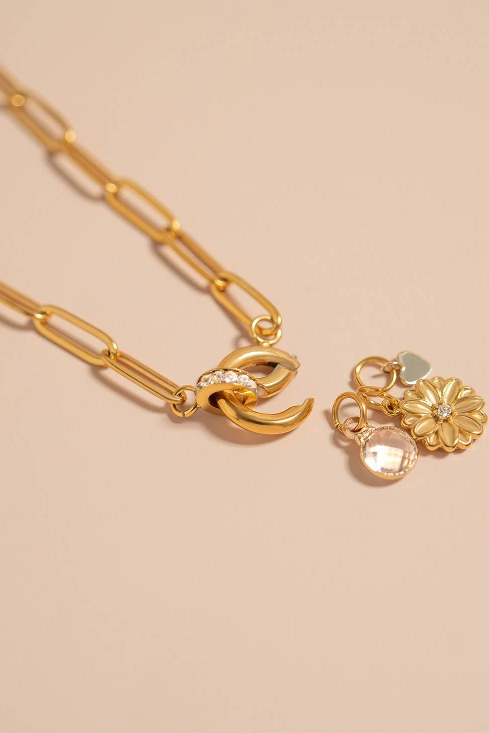 Joanna Paperclip Rhinestone Charm Holder Necklace - MTT Collective