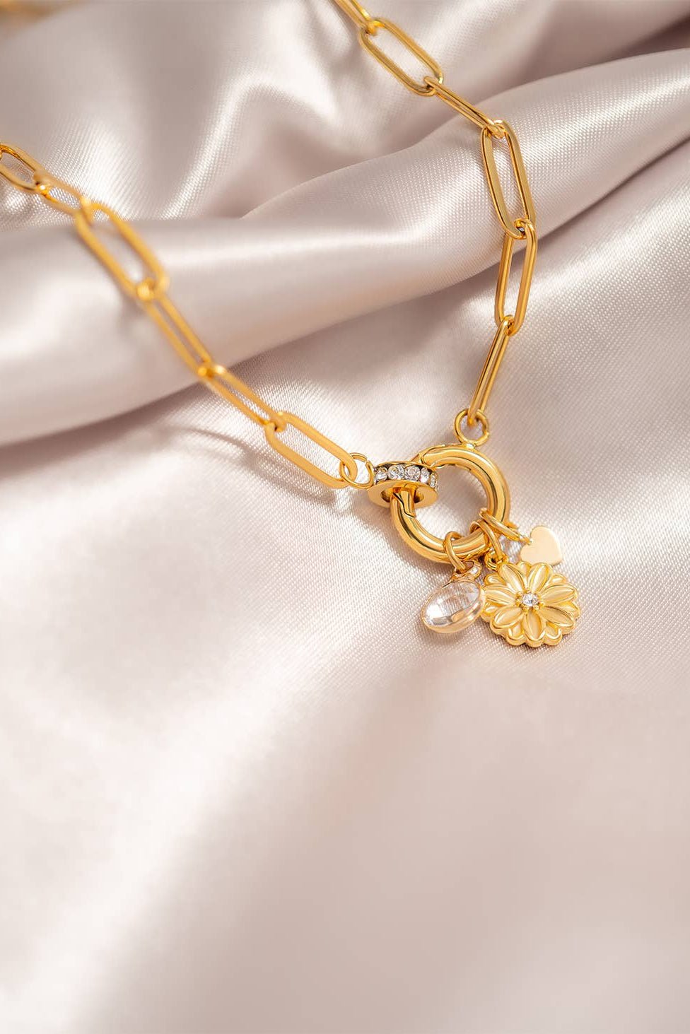 Joanna Paperclip Rhinestone Charm Holder Necklace - MTT Collective