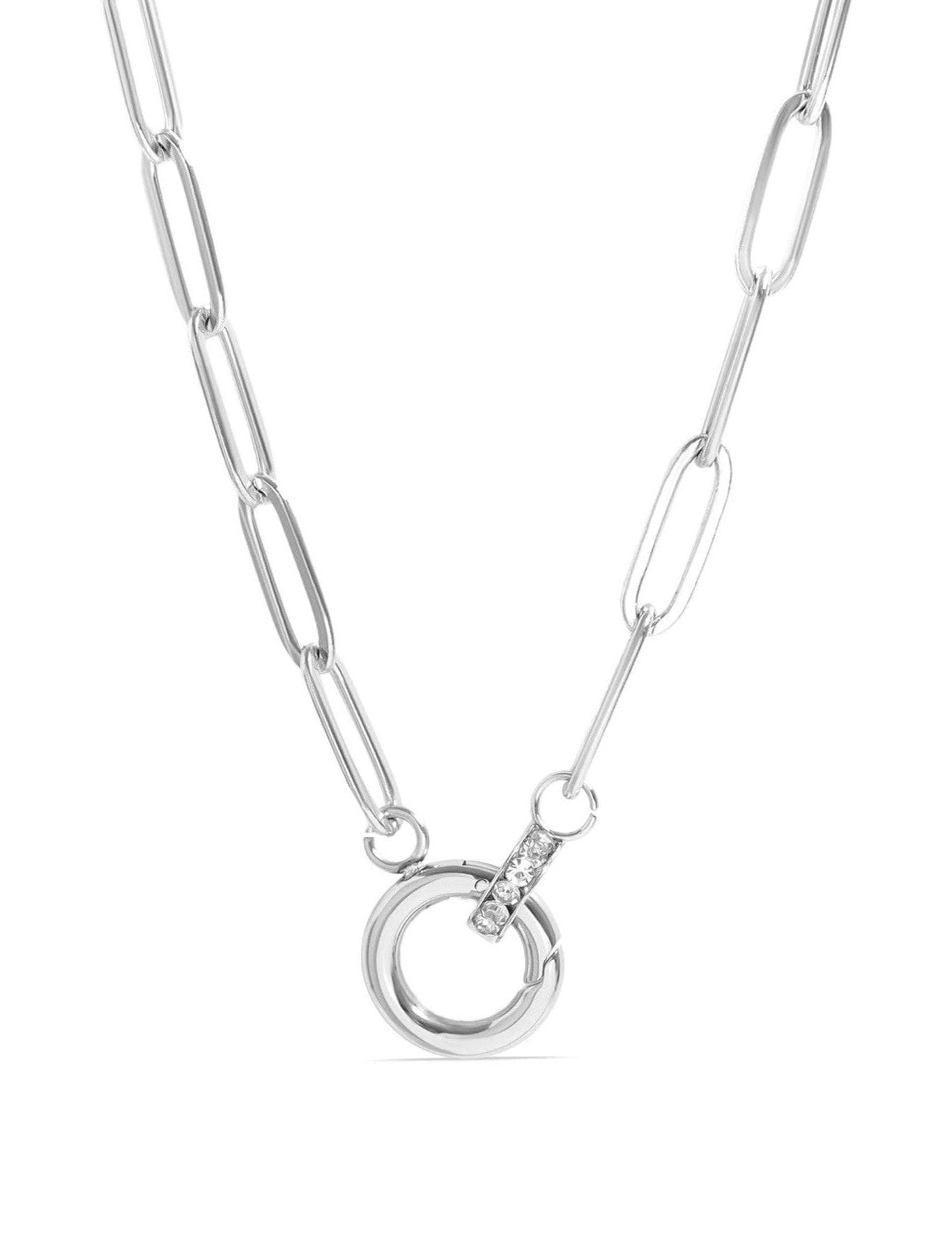 Joanna Paperclip Rhinestone Charm Holder Necklace - MTT Collective