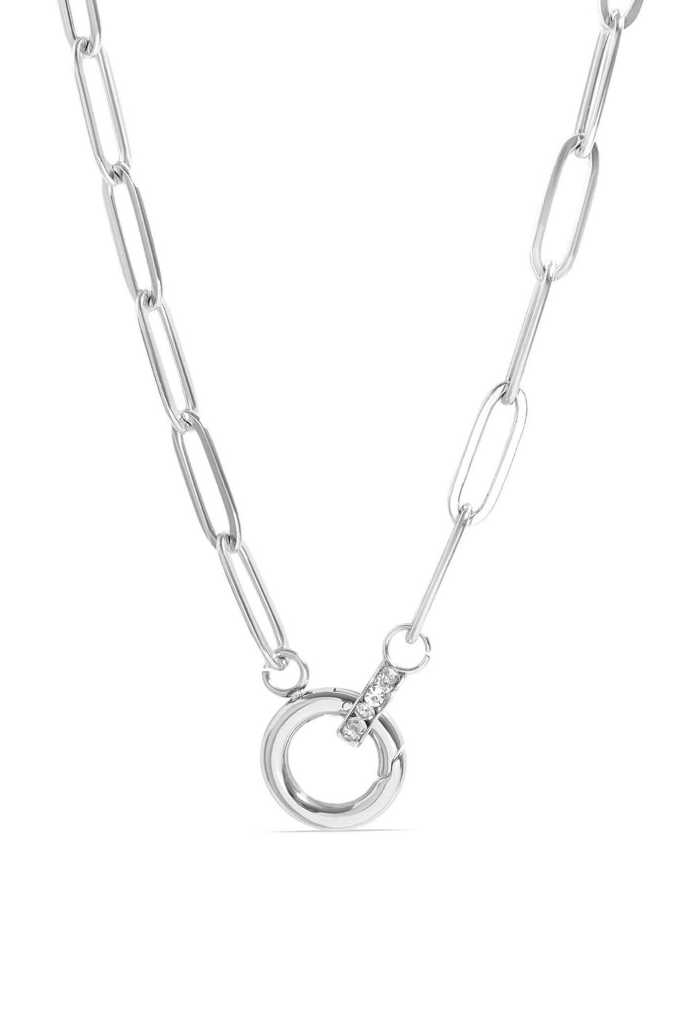 Joanna Paperclip Rhinestone Charm Holder Necklace - MTT Collective