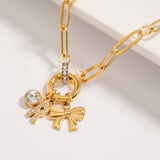 Joanna Paperclip Rhinestone Charm Holder Necklace - MTT Collective