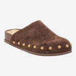 Dolce Vita Joney Studded Suede Mule in Dk Brown Suede, side view