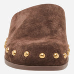 Dolce Vita Joney Studded Suede Mule in Dk Brown Suede, front view