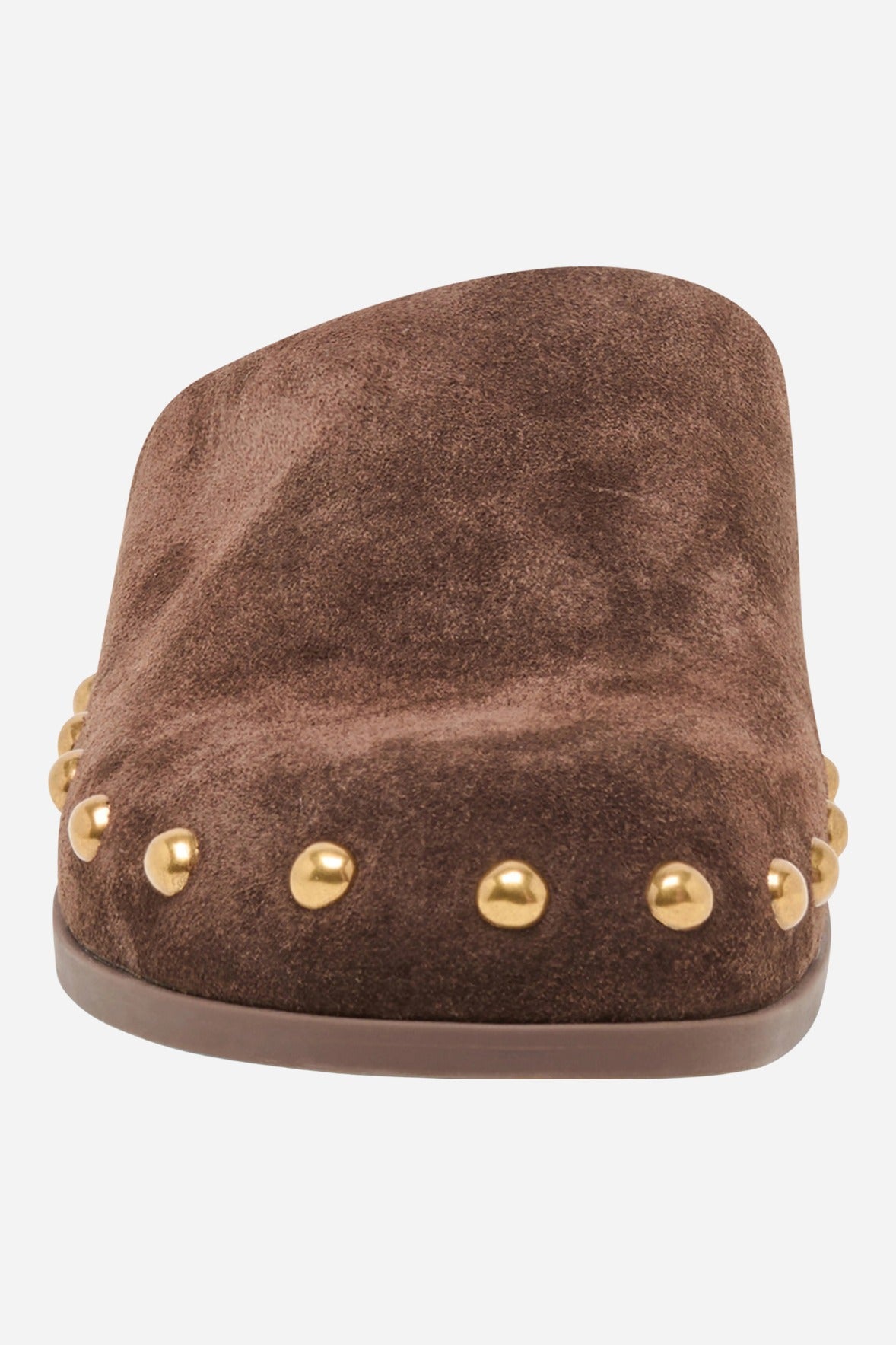 Dolce Vita Joney Studded Suede Mule in Dk Brown Suede, front view