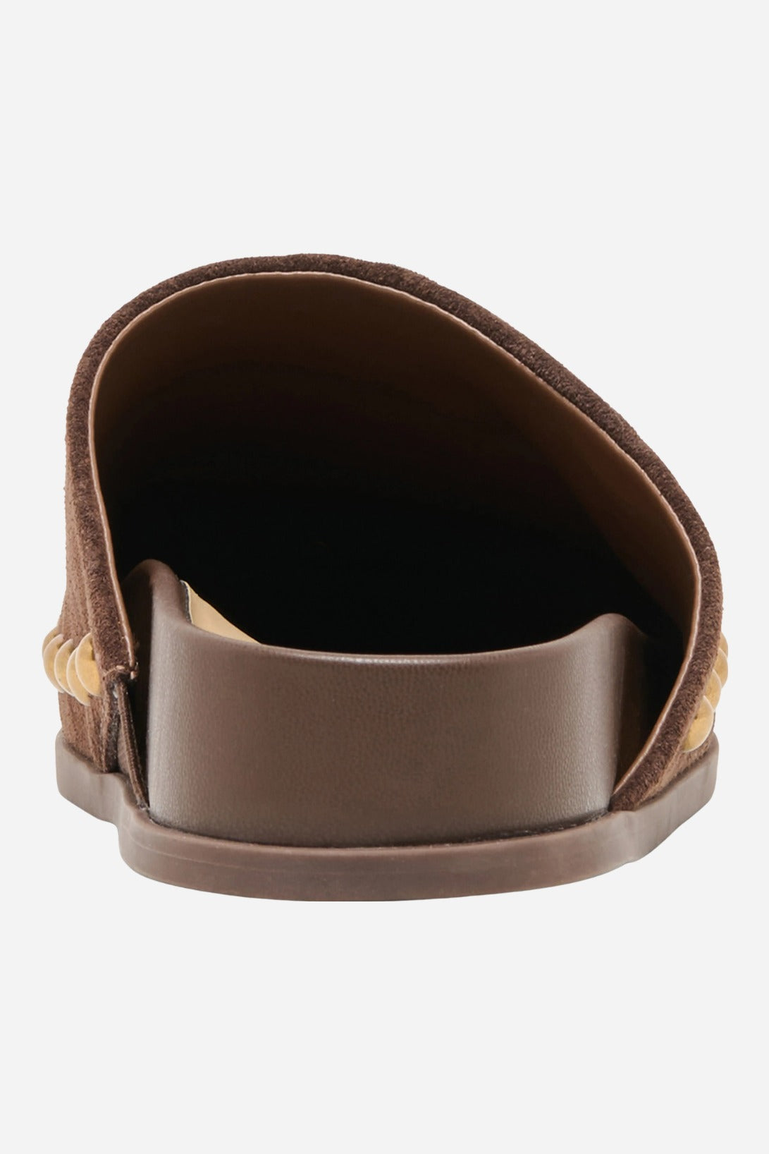 Dolce Vita Joney Studded Suede Mule in Dk Brown Suede, back view