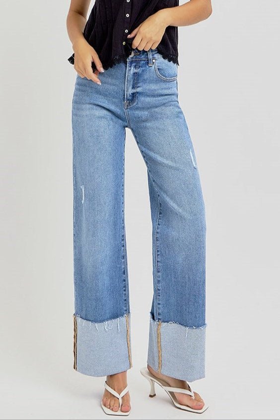 Jordan High Rise Cuffed Wide Leg Jeans - MTT Collective