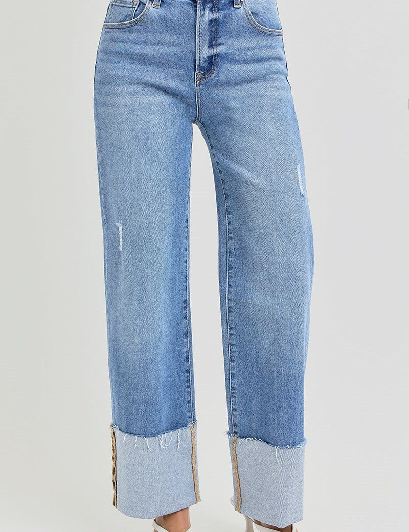 Jordan High Rise Cuffed Wide Leg Jeans - MTT Collective