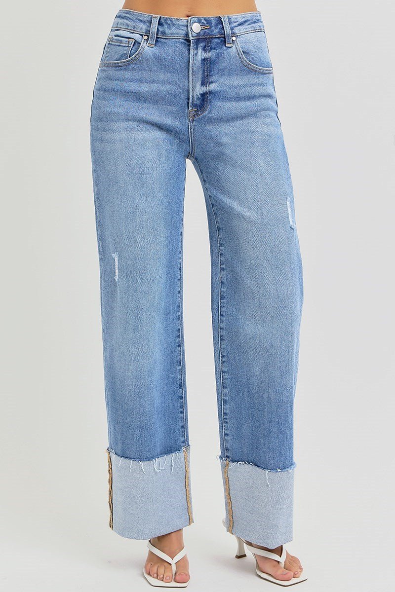 Jordan High Rise Cuffed Wide Leg Jeans - MTT Collective