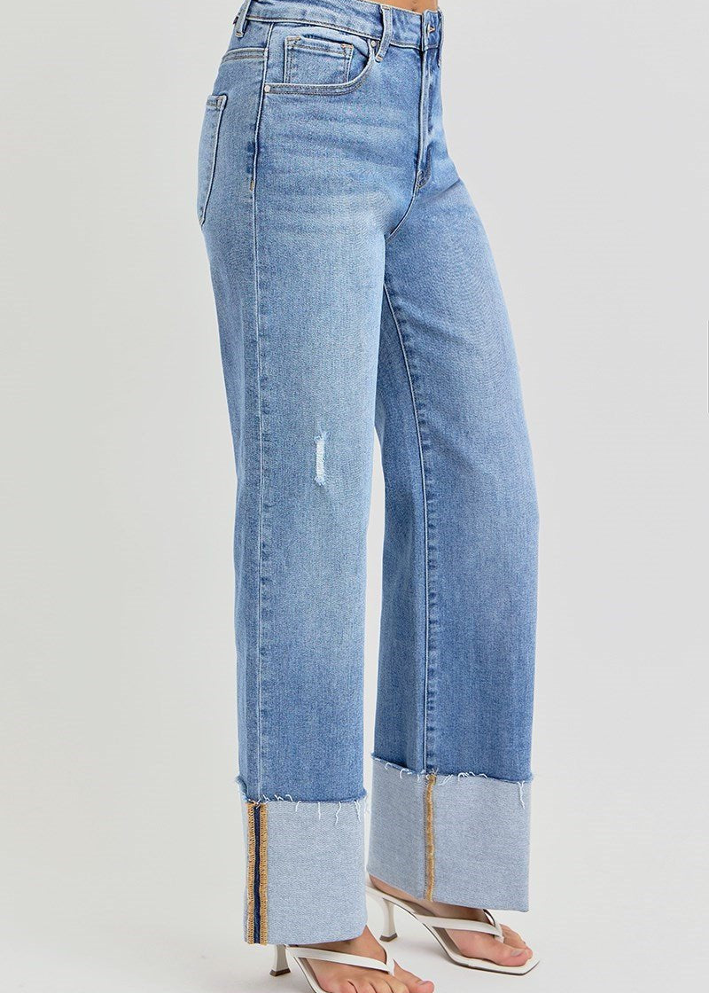 Jordan High Rise Cuffed Wide Leg Jeans - MTT Collective