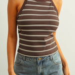 Judith High Neck Striped Padded Tank - MTT Collective