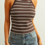 Judith High Neck Striped Padded Tank - MTT Collective