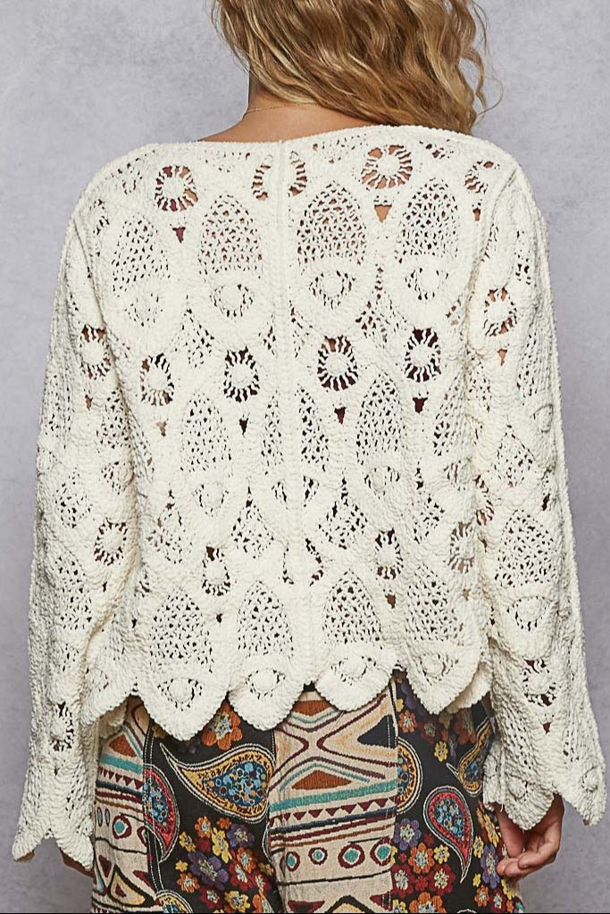 Juliet V - Neck Knit Crochet Cardigan - MTT Collective