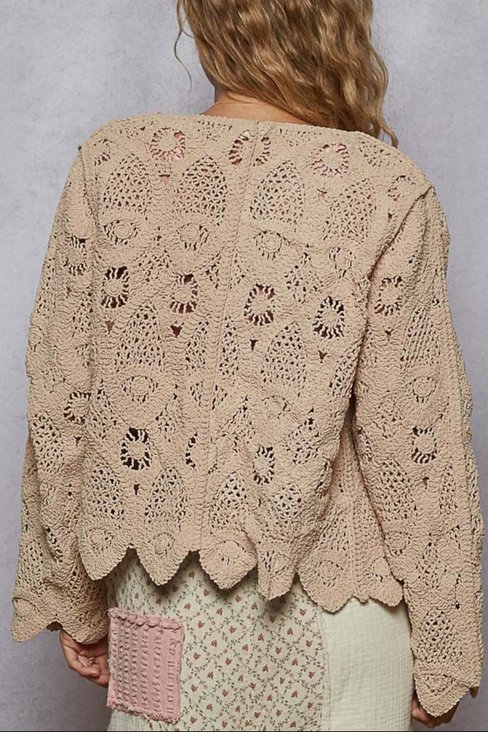 Juliet V - Neck Knit Crochet Cardigan - MTT Collective