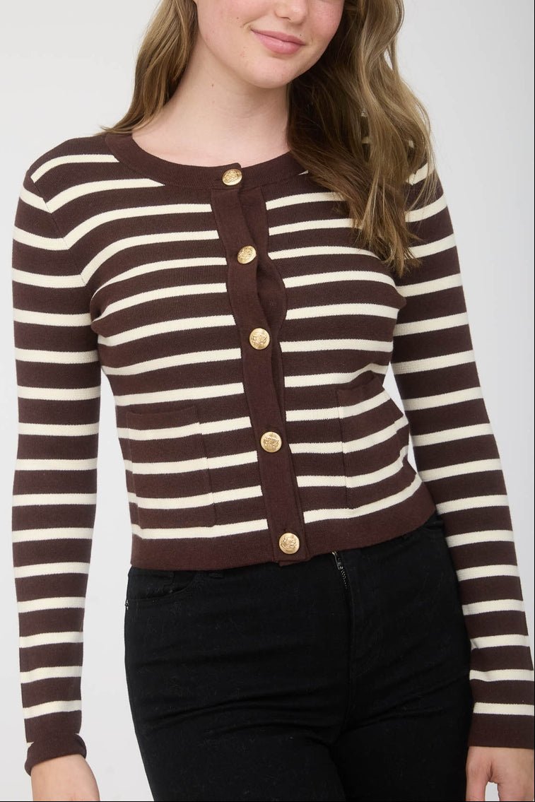 Juliette Striped Button Cardigan - MTT Collective