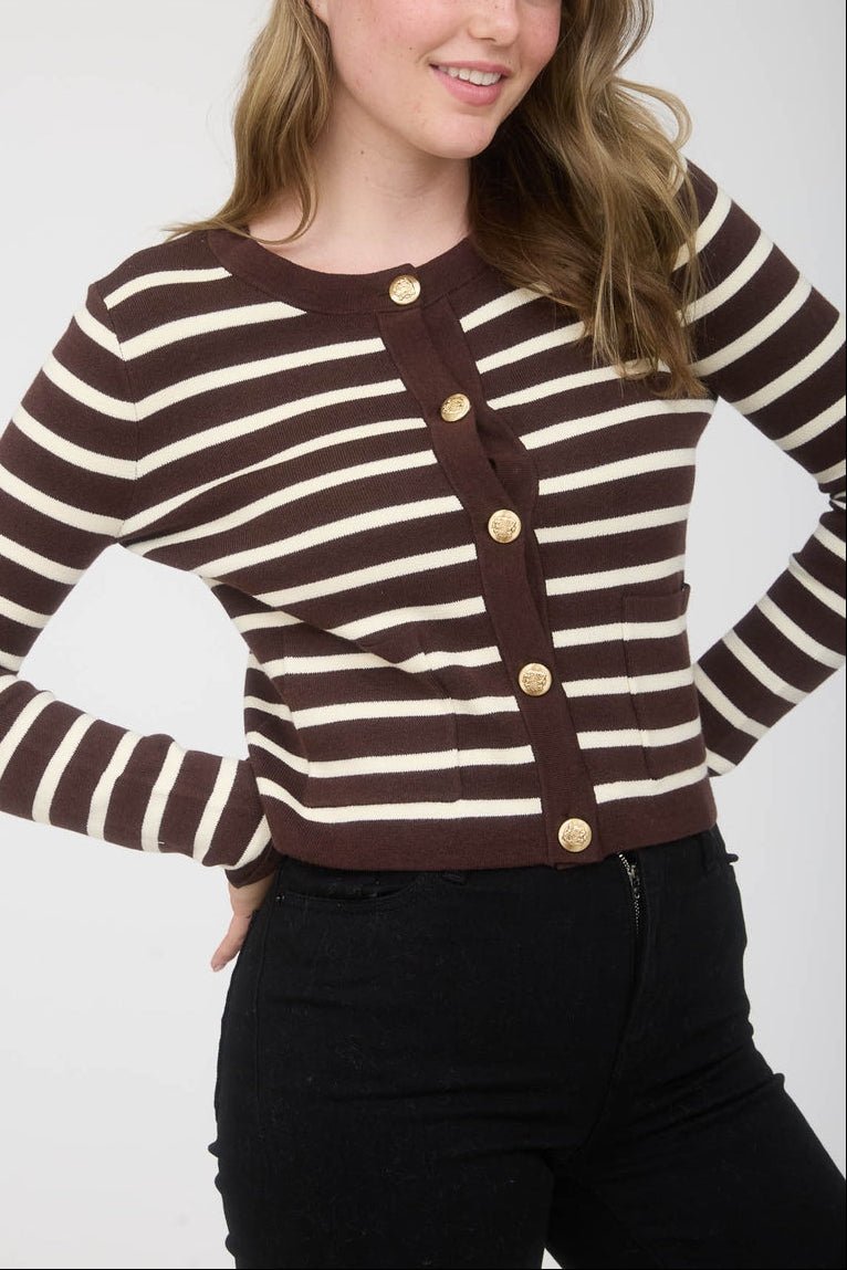Juliette Striped Button Cardigan - MTT Collective