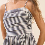 Justine Striped Fitted Ruched Bodice Midi Dress - MTT Collective