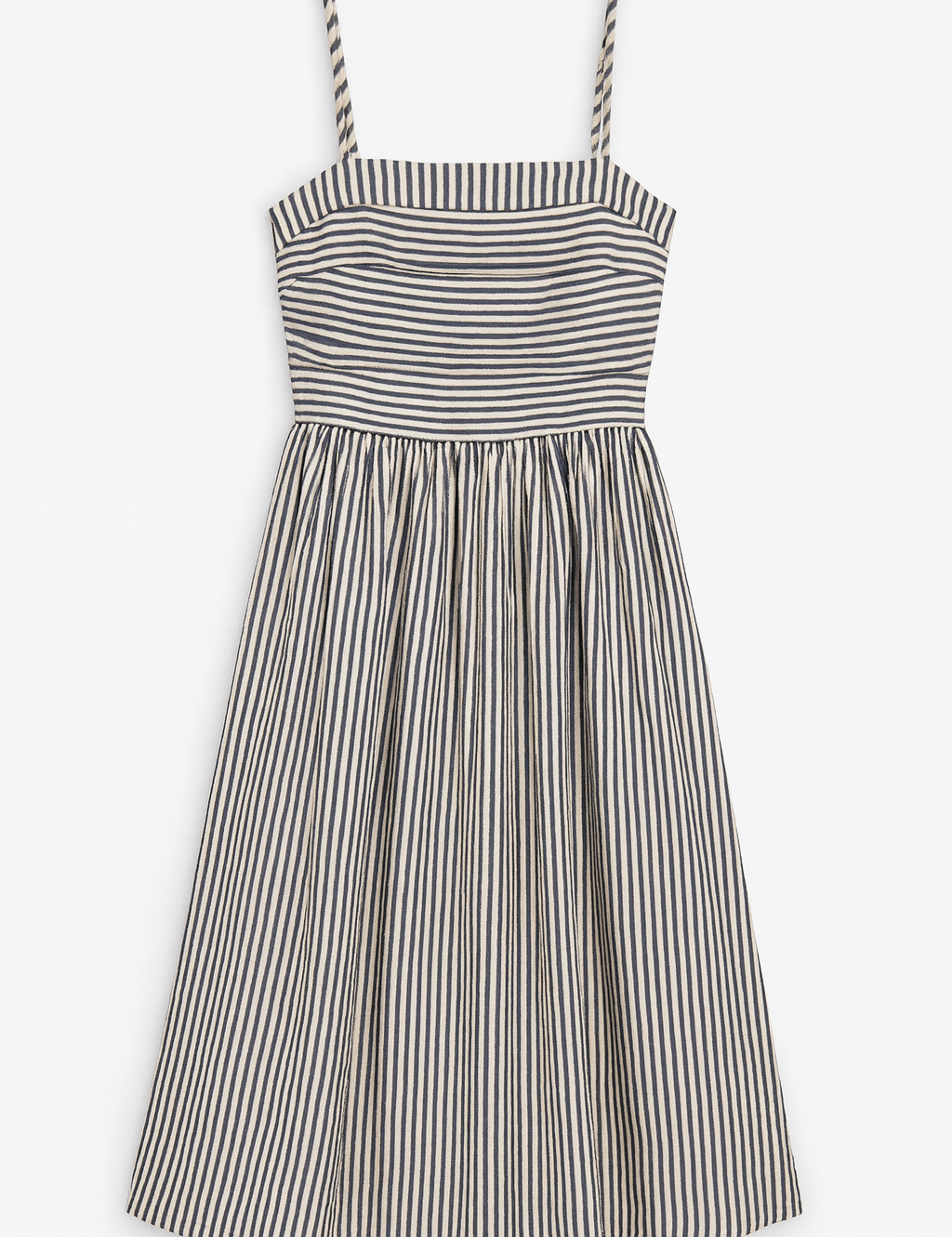 Justine Striped Fitted Ruched Bodice Midi Dress - MTT Collective
