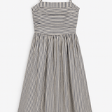 Justine Striped Fitted Ruched Bodice Midi Dress - MTT Collective