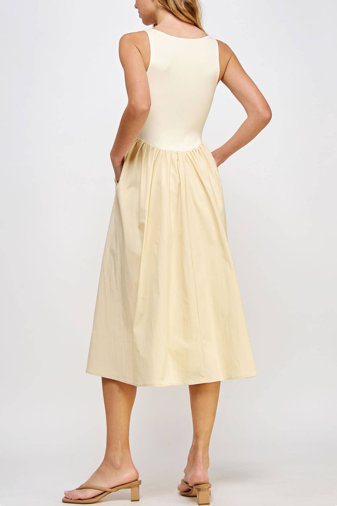 Kalli Knit Contrast Poplin Long Dress - MTT Collective