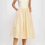 Kalli Knit Contrast Poplin Long Dress - MTT Collective