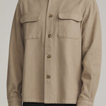 Katin Shiloh Flannel in Khaki, side on model