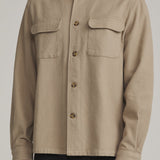 Katin Shiloh Flannel in Khaki, side on model