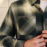 Katin Sierra Flannel in Dark Olive, lifestyle