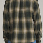 Katin Sierra Flannel in Dark Olive, back on model