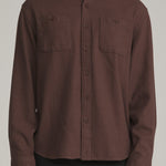 Katin Sierra Flannel in French Roast, front on model