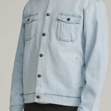 Katin Harris Denim Jacket in Light Indigo, side on model