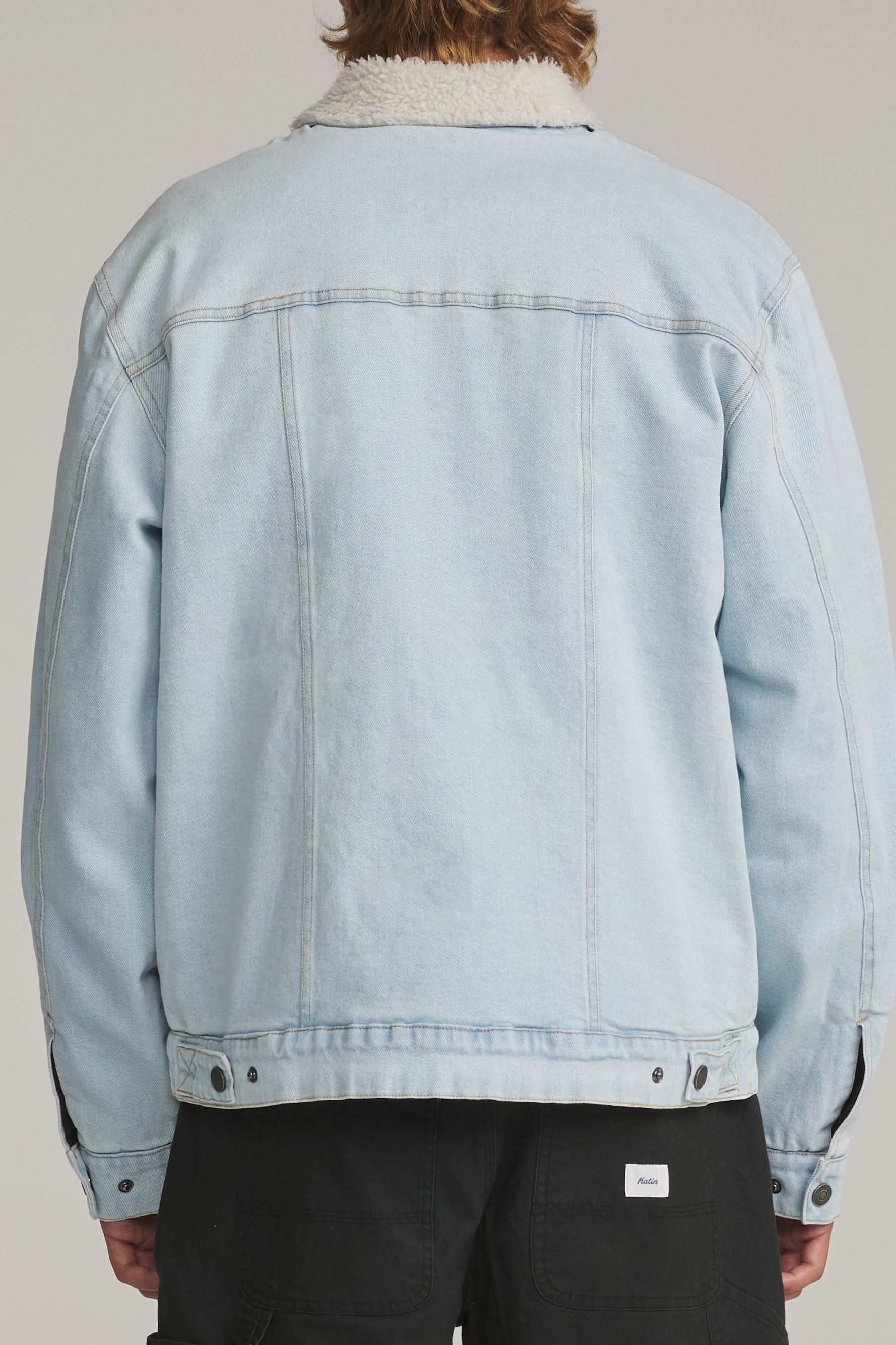 Katin Harris Denim Jacket in Light Indigo, back on model