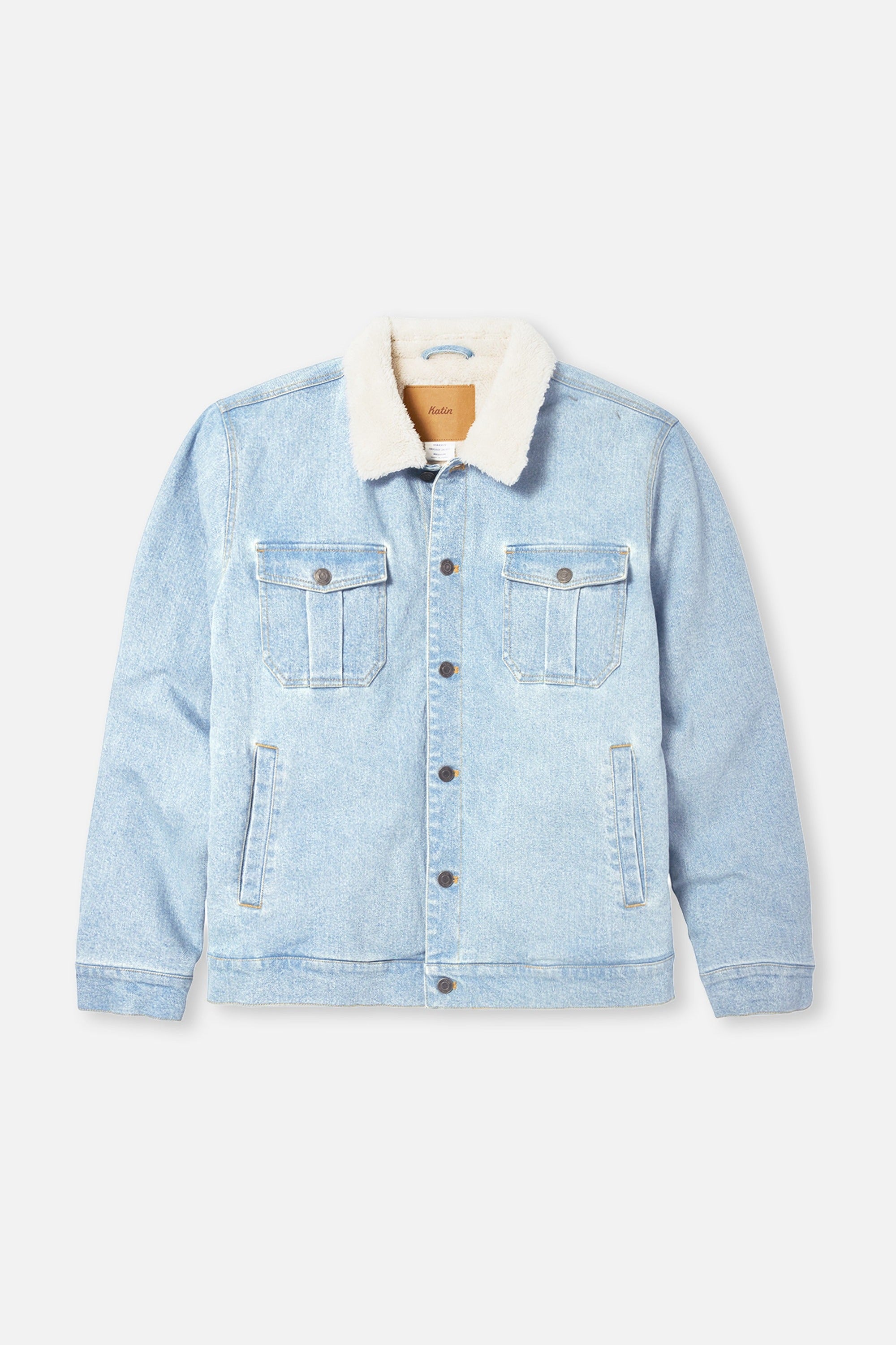 Katin Harris Denim Jacket in Light Indigo, flat lay front