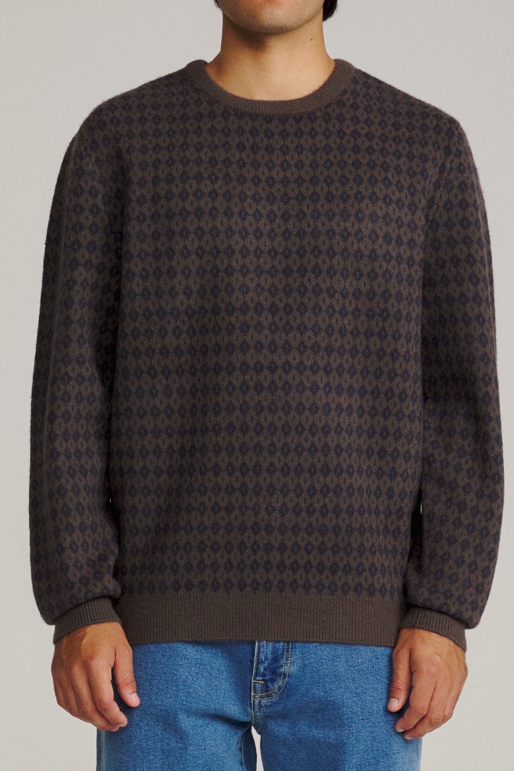 Katin Check Sweater Gray Navy - on model front
